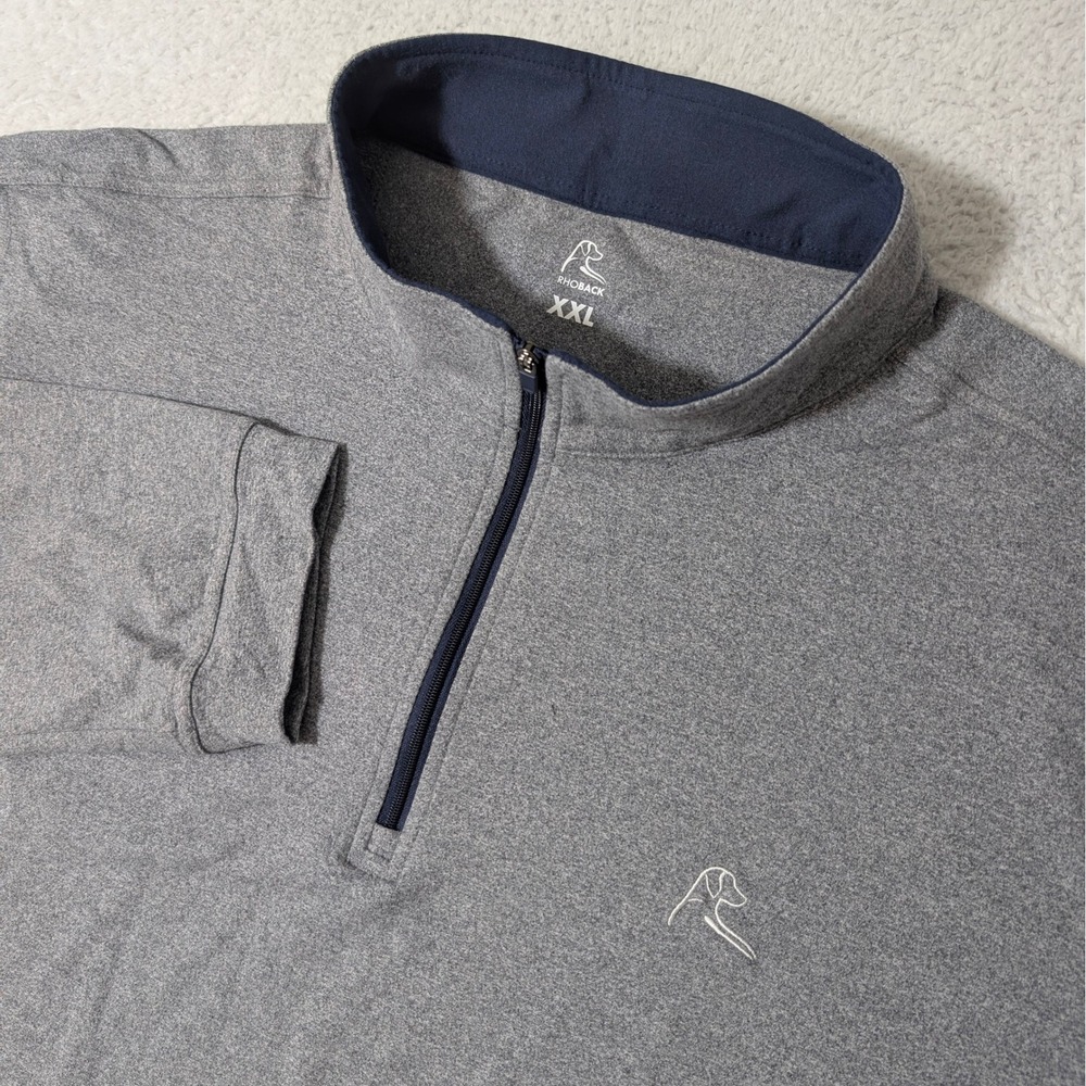 Rhoback Golf 1/4 Zip Pullover Mens XXL Solid Gray L/S Nylon Stretch‎ Performance